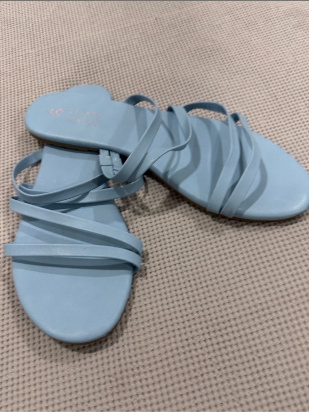 LC Lauren Conrad Light Blue Multi-Strap Slide Sandals
